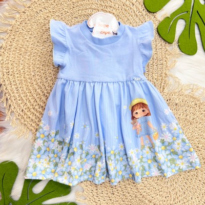 Vestido Menininha no Jardim - Azul Bebê